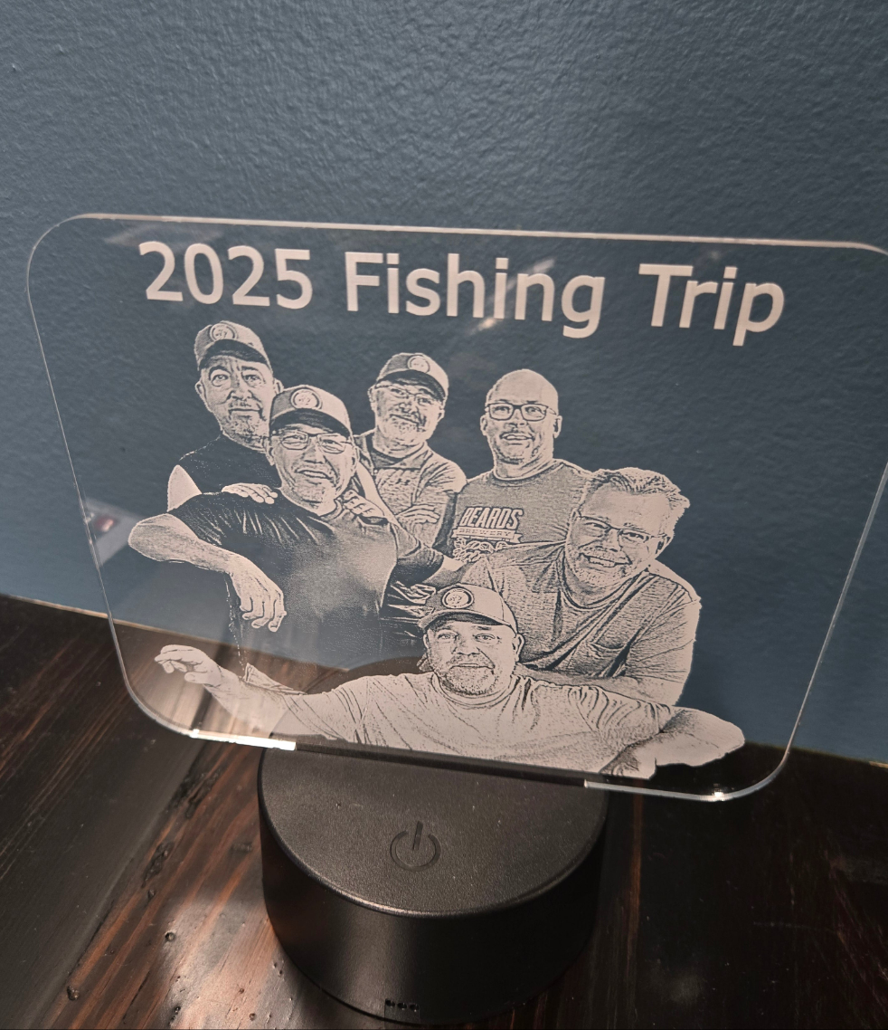 Custom Laser-Engraved Clear Acrylic Sign with LED Light Base – Your Logo or Design