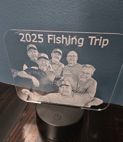 Custom Laser-Engraved Clear Acrylic Sign with LED Light Base – Your Logo or Design