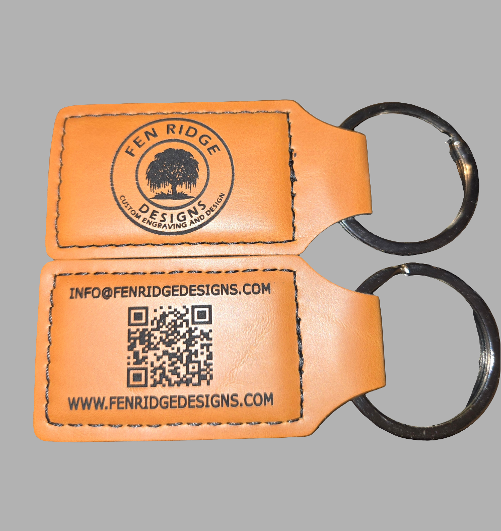 Custom Laser Engraved Leatherette Keychain – Personalized Double-Sided Design with Logo, Text, or QR Code