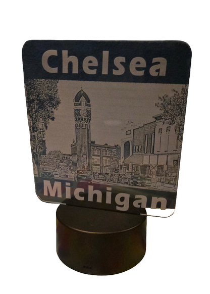 Custom Laser-Engraved Clear Acrylic Sign with LED Light Base – Your Logo or Design