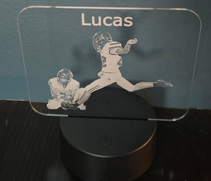 Custom Laser-Engraved Clear Acrylic Sign with LED Light Base – Your Logo or Design