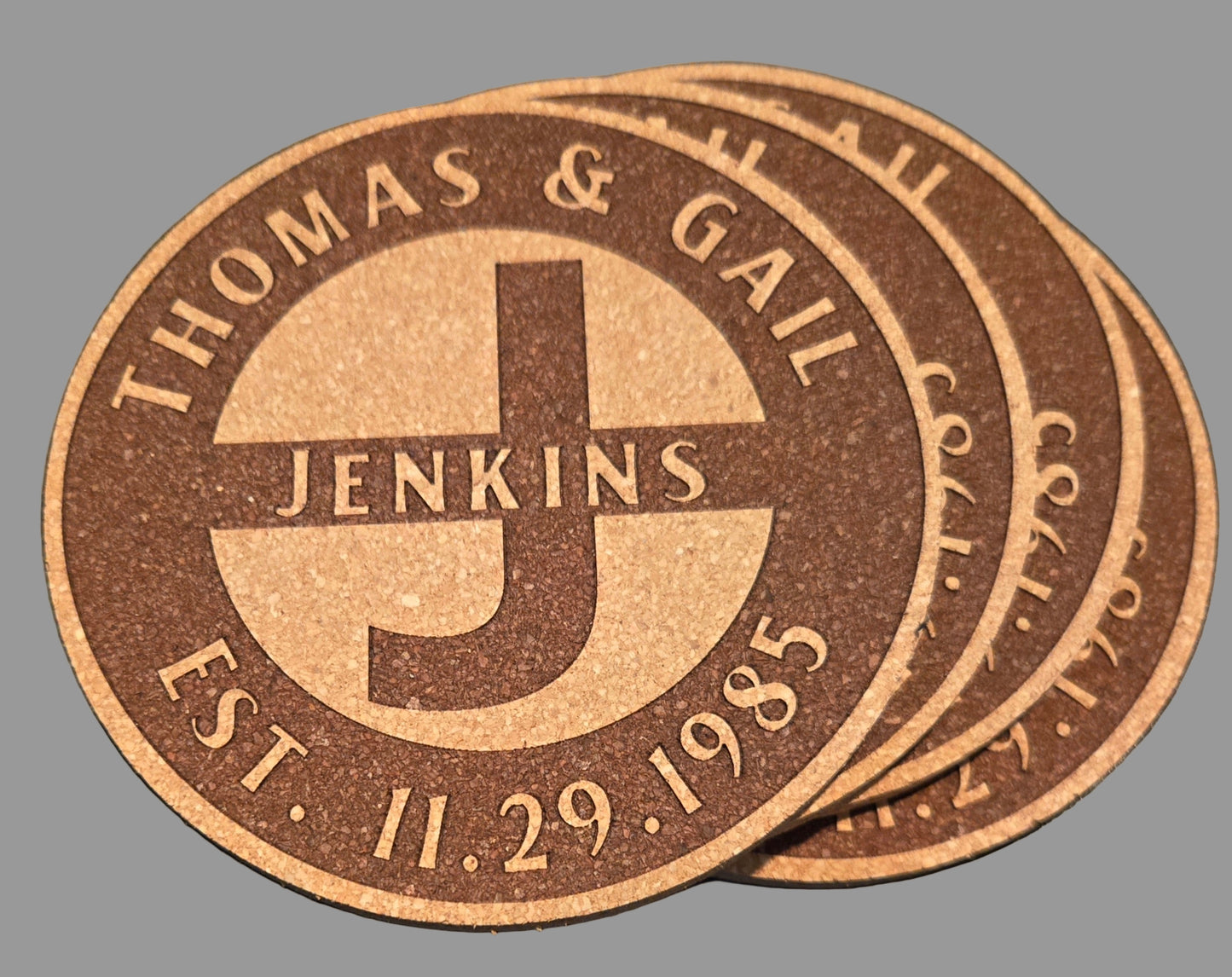 Personalized 8" Cork Trivet or 4" Coasters – Custom Laser Engraved