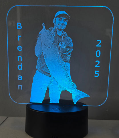 Custom Laser-Engraved Clear Acrylic Sign with LED Light Base – Your Logo or Design