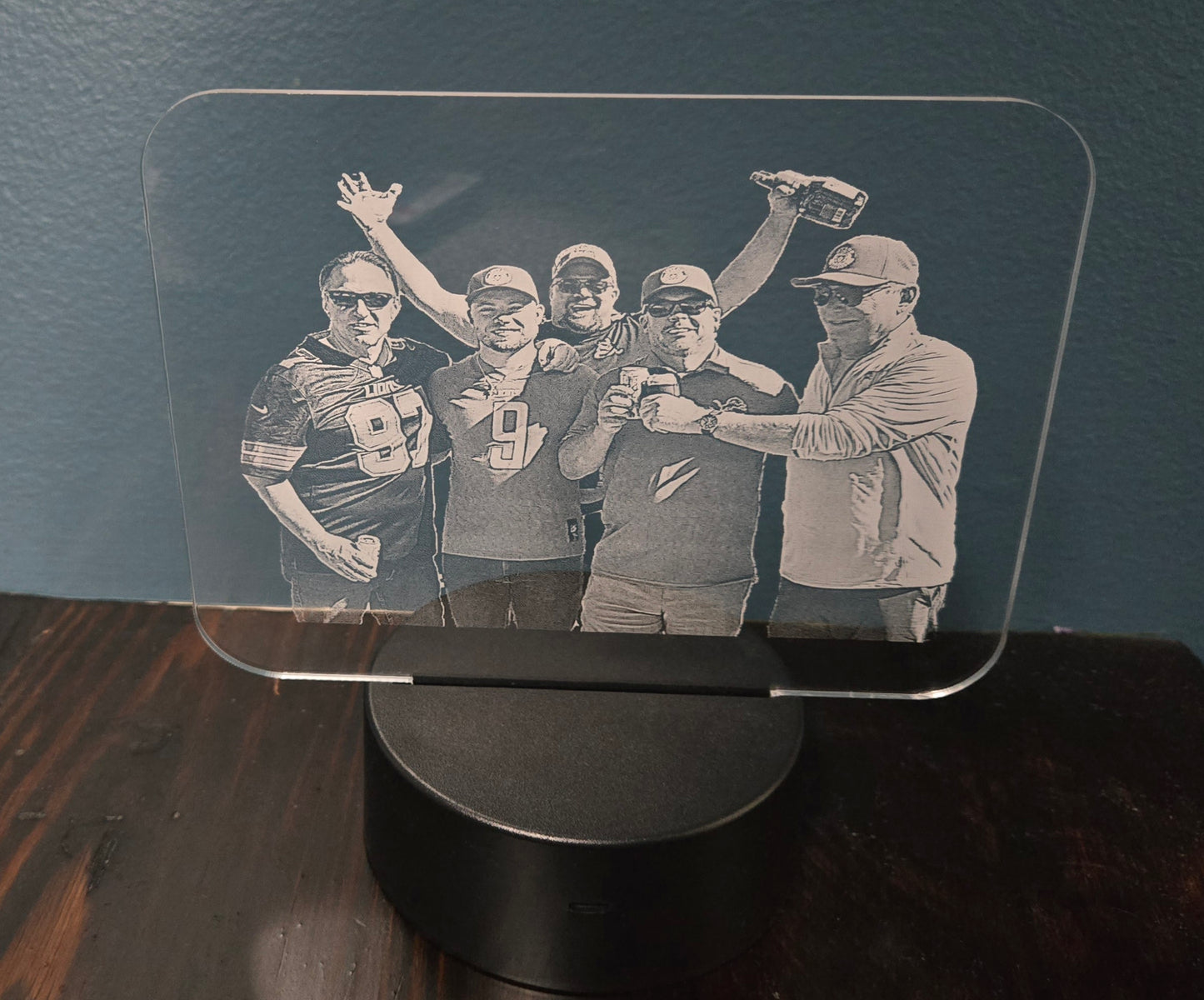 Custom Laser-Engraved Clear Acrylic Sign with LED Light Base – Your Logo or Design